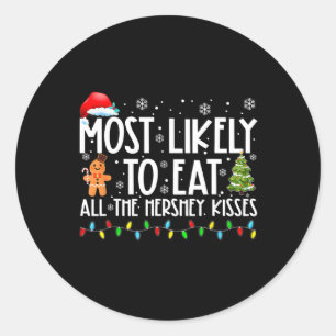 最も可能性が高いすべて食べのハーシーのキスのおもしろいのクリスマス ラウンドシール
