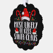 最も可能性が高いキスサンタクロースのクリスマスファミリー オーナメントカード (左)