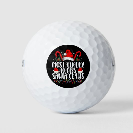 最も可能性が高いキスサンタクロースのクリスマスファミリー ゴルフボール (正面)