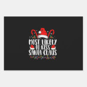 最も可能性が高いキスサンタクロースのクリスマスファミリー ラッピングペーパーシート (正面)