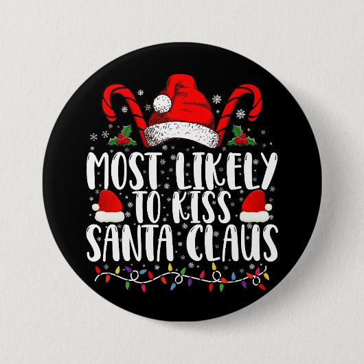 最も可能性が高いキスサンタクロースのクリスマスファミリー 缶バッジ (正面)