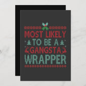 最も可能性が高いギャングラッパーおもしろいクリスマス 招待状 (正面/裏面)