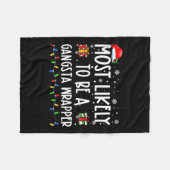 最も可能性が高いギャングラッパーのクリスマスプレス フリースブランケット (正面(横))