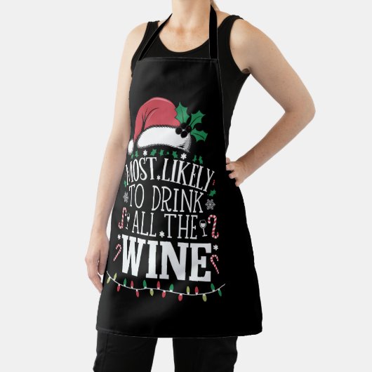 最も可能性が高いクリスマスすべてのワインの家族 エプロン (インサイチュ)