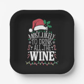 最も可能性が高いクリスマスすべてのワインの家族 ペーパープレート (正面)