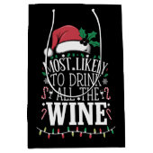 最も可能性が高いクリスマスすべてのワインの家族 ミディアムペーパーバッグ (正面)