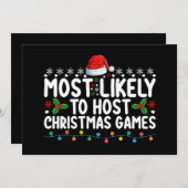 最も可能性が高いクリスマスゲームファミリーホリデー 招待状 (正面/裏面)
