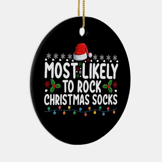 最も可能性が高いクリスマスソックス家族の休日 セラミックオーナメント (右)