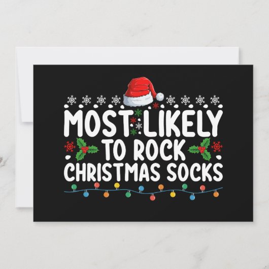 最も可能性が高いクリスマスソックス家族の休日 招待状 (正面)