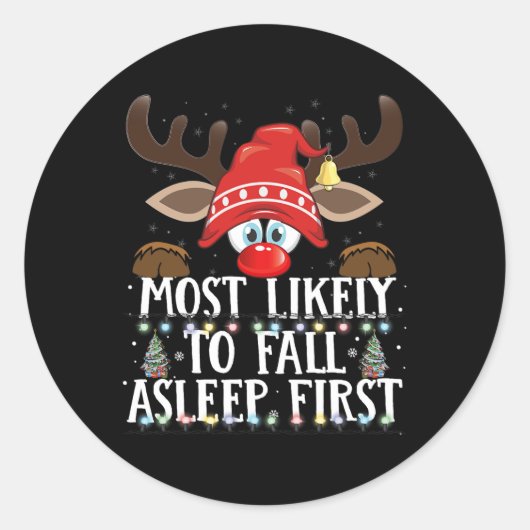 最も可能性が高いクリスマスマッチング秋最初の眠り ラウンドシール (正面)