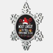 最も可能性が高いサンタにマッチングクリスマスを何をすべきか教える スノーフレークピューターオーナメント (右)