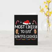 最も可能性が高いサンタ食べスクッキー家族のクリスマス カード (黄色い花)