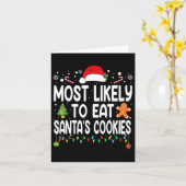 最も可能性が高いサンタ食べスクッキー家族のクリスマス カード (黄色い花)