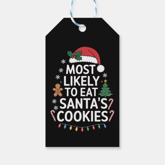 最も可能性が高いサンタ食べスクッキー家族のクリスマス ギフトタグ (裏面)