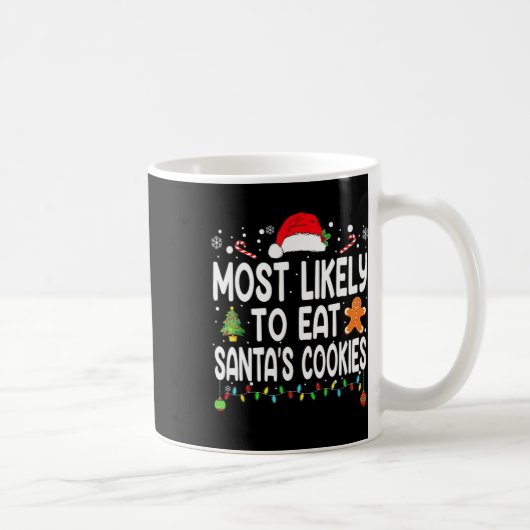 最も可能性が高いサンタ食べスクッキー家族のクリスマス コーヒーマグカップ (右)