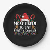 最も可能性が高いサンタ食べスクッキー家族のクリスマス ペーパープレート (正面)