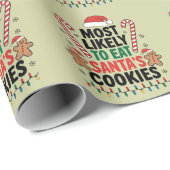 最も可能性が高いサンタ食べスクッキー家族のクリスマス ラッピングペーパー (ロールコーナー)