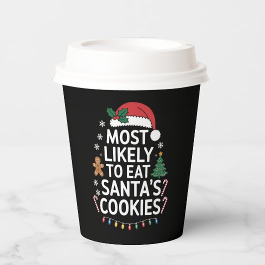 最も可能性が高いサンタ食べスクッキー家族のクリスマス 紙コップ (正面)