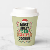 最も可能性が高いサンタ食べスクッキー家族のクリスマス 紙コップ (正面)