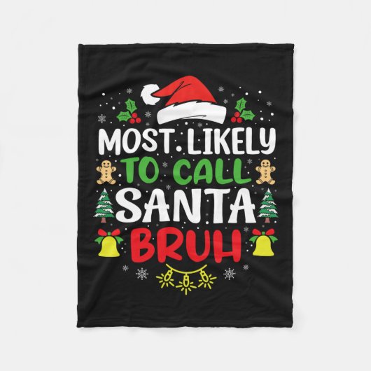 最も可能性が高いサンタ・ブラのクリスマスファミリーMa フリースブランケット (正面)