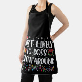 最も可能性が高いボスサンタのまわりにクおもしろいクリスマス エプロン (インサイチュ)