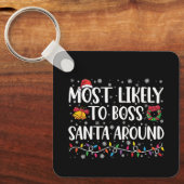 最も可能性が高いボスサンタのまわりにクおもしろいクリスマス キーホルダー (正面)