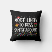最も可能性が高いボスサンタのまわりにクおもしろいクリスマス クッション (正面)