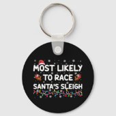最も可能性が高いレースSantasスリー家族のクリスマス キーホルダー (正面)