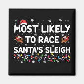 最も可能性が高いレースSantasスリー家族のクリスマス マグネット (正面)