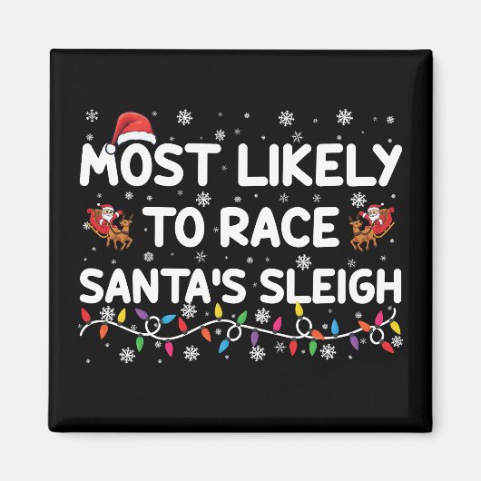 最も可能性が高いレースSantasスリー家族のクリスマス マグネット (正面)