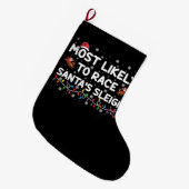 最も可能性が高いレースSantasスリー家族のクリスマス ラージクリスマスストッキング (正面 (吊り時))