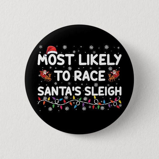 最も可能性が高いレースSantasスリー家族のクリスマス 缶バッジ (正面)