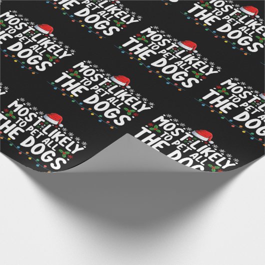 最も可能性が高い犬のクリスマスファミリー ラッピングペーパー (角)
