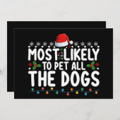 最も可能性が高い犬のクリスマスファミリー 招待状 (正面/裏面)