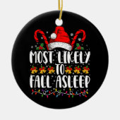 最も可能性が高い秋眠っているクリスマスマッチング セラミックオーナメント (正面)