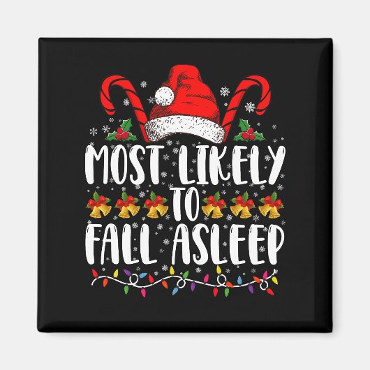 最も可能性が高い秋眠っているクリスマスマッチング マグネット (正面)