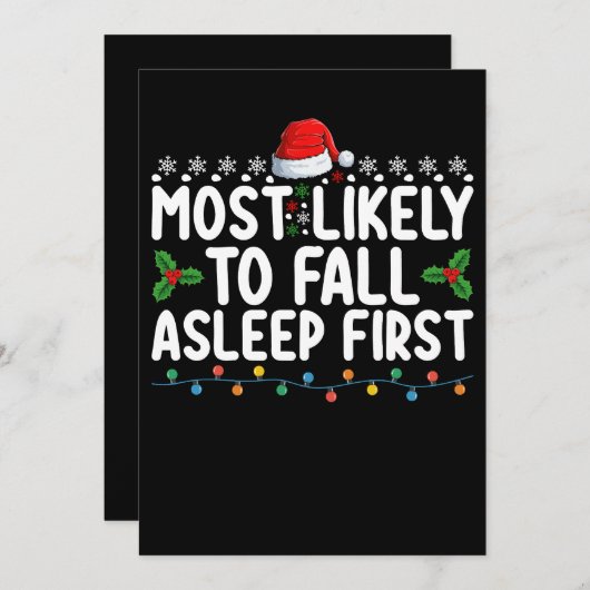 最も可能性が高い秋眠っている初めてのクリスマス休日 招待状 (正面/裏面)