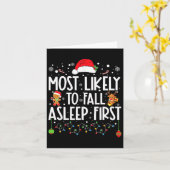 最も可能性が高い秋眠っている最初のおもしろいクリスマス家族 カード (黄色い花)