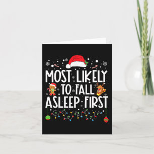 最も可能性が高い秋眠っている最初のおもしろいクリスマス家族 カード