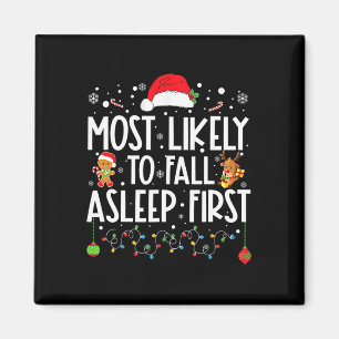 最も可能性が高い秋眠っている最初のおもしろいクリスマス家族 マグネット