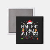 最も可能性が高い秋眠っている最初のおもしろいクリスマス家族 マグネット (正面/裏面)