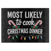 最も可能性が高い調理師クリスマスディナーおもしろいファミリー カッティングボード (正面)