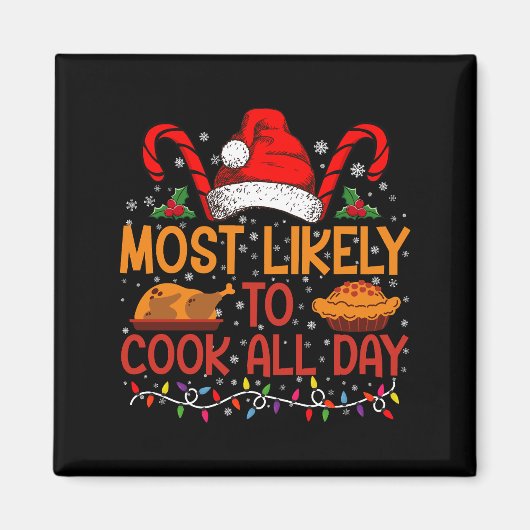 最も可能性が高い調理師日の感謝祭クリスマス マグネット (正面)