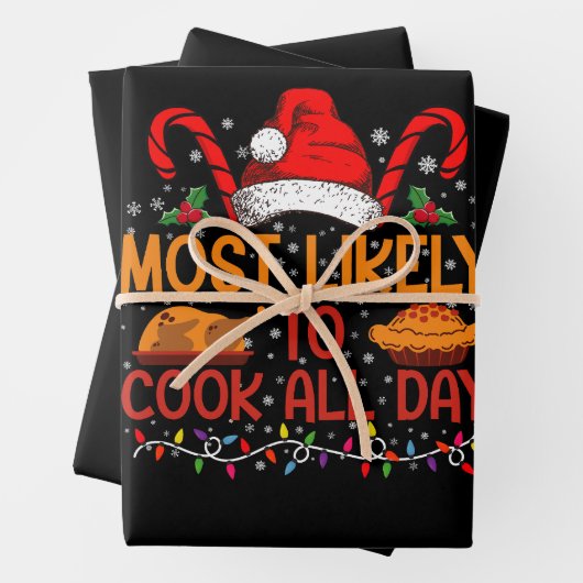 最も可能性が高い調理師日の感謝祭クリスマス ラッピングペーパーシート (インサイチュ)