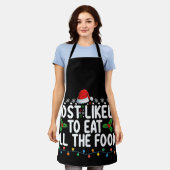 最も可能性が高い食べすべての食べ物のクリスマス家族 エプロン (着用した状態)