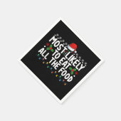 最も可能性が高い食べすべての食べ物のクリスマス家族 スタンダードカクテルナプキン (角)