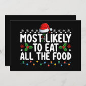 最も可能性が高い食べすべての食べ物のクリスマス家族 招待状 (正面/裏面)