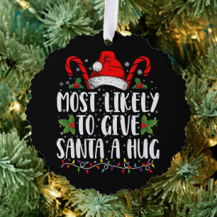 最も可能性が高与えいサンタハグイイングファミリークリスマス オーナメントカード