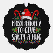 最も可能性が高与えいサンタハグイイングファミリークリスマス オーナメントカード (正面)