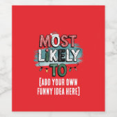 😂最も可能性の高いクリスマスおもしろい引用文の作成 ワインラベル (シングルラベル)